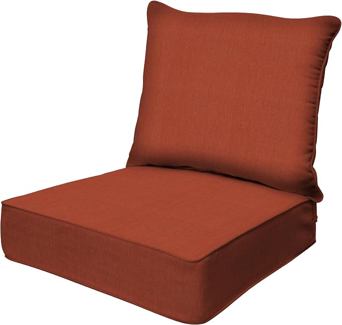 Honeycomb Outdoor Heritage Deep Seat, 24 x 23, Textured Solid Terracotta Chair Cushion with Removable Cover, for Patio Furniture