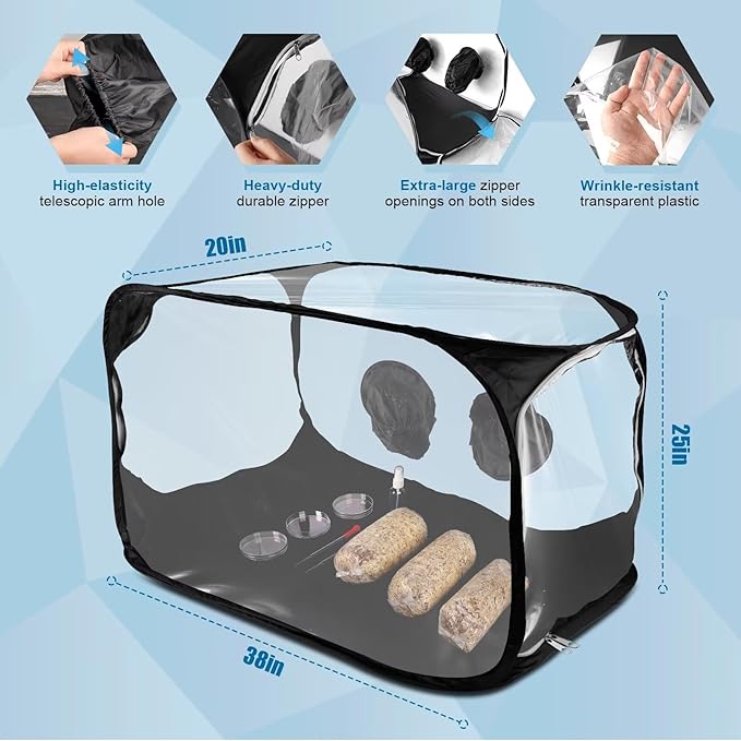 Salcod Large Still Air Box Mushroom Grow Tent - 38x20x25 Inch Clean Air Workstation, Sturdy Flow Hood for Grow Bags, Growers, and Home Scientists