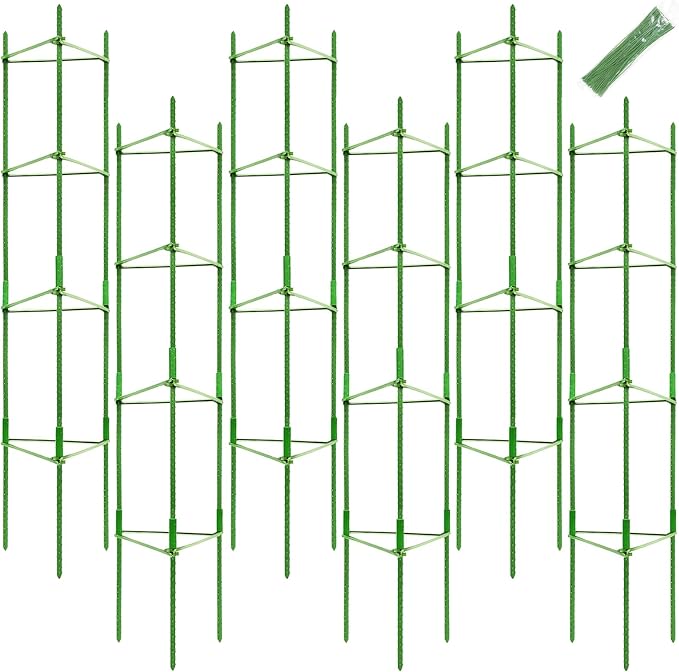 Legigo 6-Pack Tomato Cage for Garden Plant Support- Up to 63inch Garden Stakes Tomato Cage, Tomato Trellis for Potted Plants, Tomato Cages Plant Stakes for Climbing Vegetables Plants Flowers