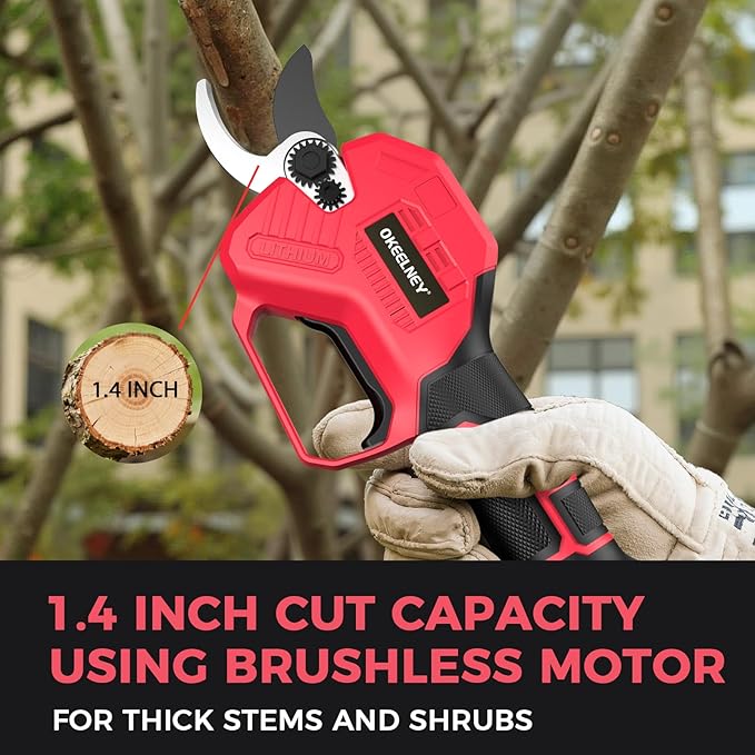 Electric Pruning Shears for Milwaukee M18 Battery, Brushless Cordless Branch Cutter Pruner with 1.4 inch Cut Capacity for Tree trimming, Shrubs, Gardening - 1 YEAR REPLACEMENT WARRANTY