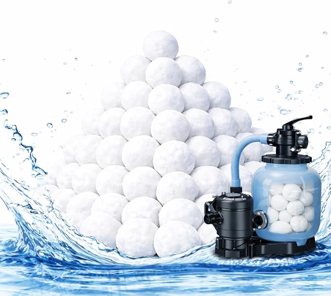 3.1 Lbs Pool Filter Balls for Sand Filter, Eco-Friendly Filter Balls Replace 100 lbs Pool Filter Sand, Lightweight and Reusable Fiber Ball, Pool Filter Media Balls for Swimming Pool