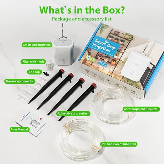WiFi Automatic Plant Waterer: Smart Drip Irrigation System, DIY Automatic Drip Irrigation Kit for 10 Potted Plants, App Control, Water Shortage Alert, for Garden, Greenhouse, Potted Plants