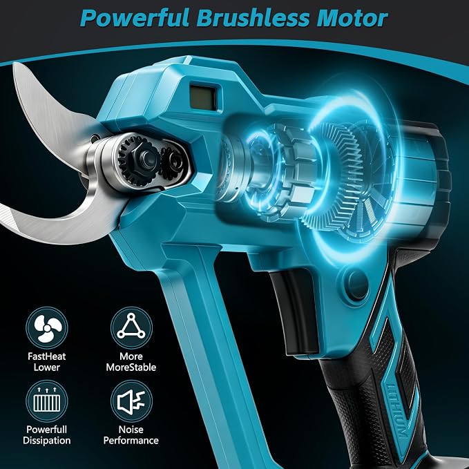 Cordless Pruning Shears Compatible with Ma kita 18V Battery, Brushless Pruner with 0.6"/1.2" Cutting Modes, LCD Display, Electric Pruning Shears for Gardening Tree Trimming (No Battery)