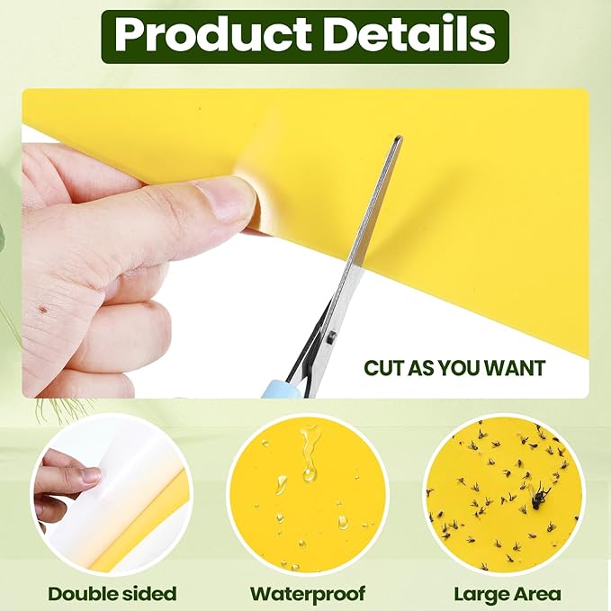 Qualirey 50 Pcs 6x8 Inch Yellow Sticky Traps for Gnats, Dual-Sided Sticky Gnat Traps for Indoor Outdoor Plants, Pest Control for Fungus Gnats, Fruit Flies, Whiteflies with Twist Ties