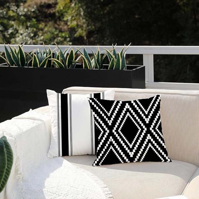 DFXSZ Outdoor Pillow Covers 20x20 Inch Set of 4 Waterproof Modern Geometry Throw Pillows Outdoor Summer Waterproof Decor for Patio Funiture Garden Polyester Cushion Covers 013A