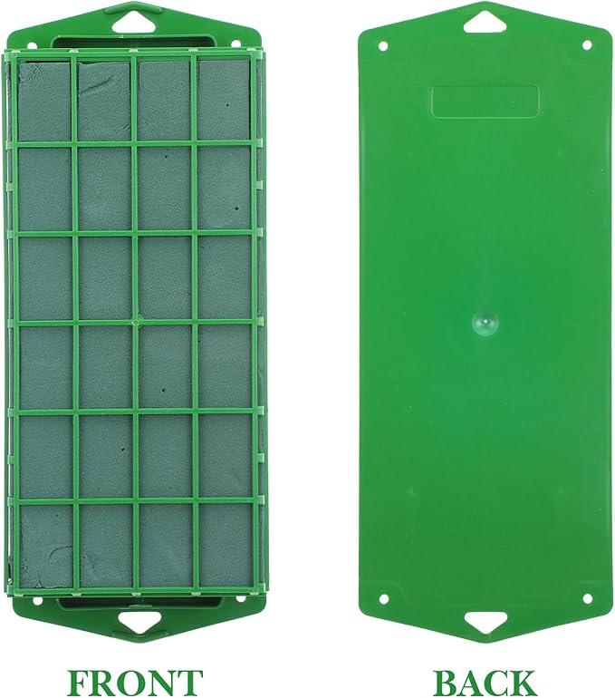 6 Pack Floral Foam Cage - Green Rectangle Flower Holder with Wet/Dry Floral Foam for Fresh & Artificial Flower Arrangements, Wedding, Home Decor, 11.6” x 4.6” x 3.15”
