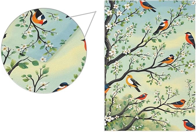 Spring Flower Birds House Flag 28x40 Inch Double Sided Outside Cherry Blossoms Tree Seasonal Yard Outdoor Flag Banner for Garden Lawn Patio Holiday Decorations