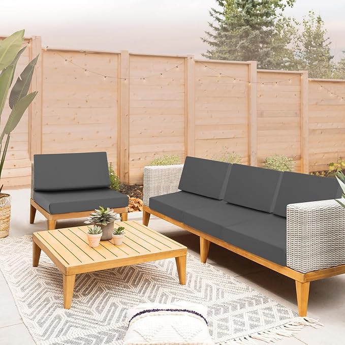 Outdoor Cushions for Patio Furniture, Outdoor Seat and Back Cushion, Waterproof Hampton Bay Deep Seat Replacement Couch Cushions for Garden Lawn, 28.5x28.5 Grey