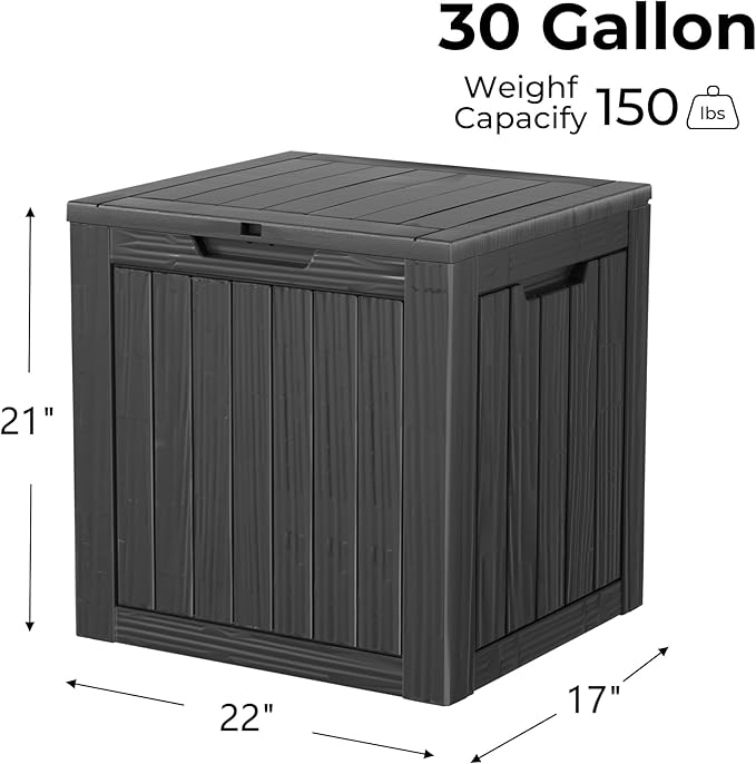 Outdoor Storage Box 35GAL Waterproof Resin Deck Box,Pool Accessories Supplies，UV-Resistant Lockable Package Delivery Bin for Garden Tools,Large Patio Outside Cushions,Chest,Furniture,Black