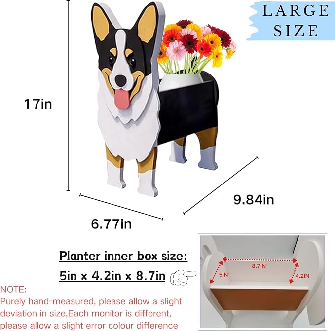 Concepts Welsh Corgi Dog Planter Plant Pots,Cute Large Dog Flower Planter,Gifts for Pet Lovers,Unique Animal Plant Pots,Office,Indoor Outdoor Garden Decor(9.84 * 6.77 * 17in)