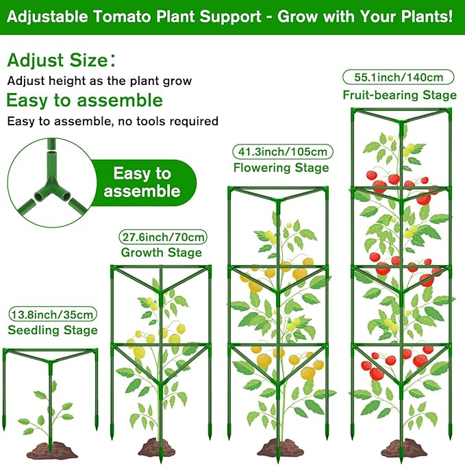 6 Pack Tomato Cages for Garden, Tomato Cage Trellis, Garden Cage Heavy Duty Tomato Stake Support, Garden Stakes Plant Cages for Pots Plants Vegetables