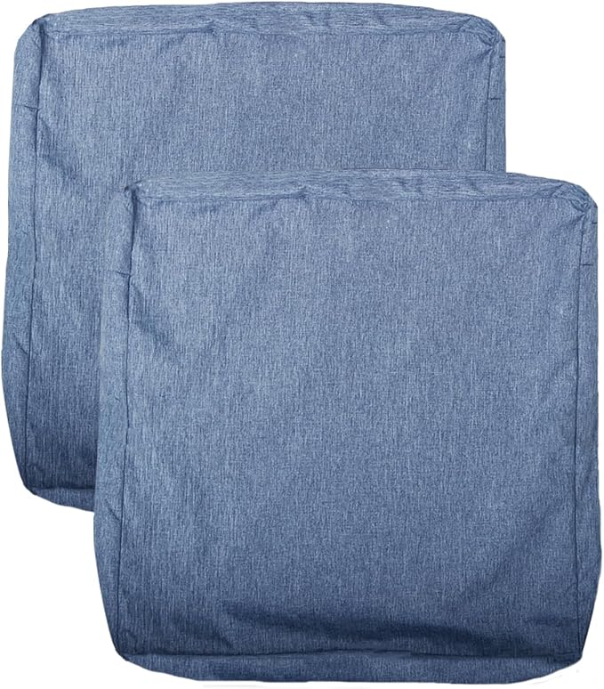 Patio Seat Cushion Covers,Washable Slip Covers Replacement,Waterproof Outdoor Furniture Chair Cushion Pillow Seat Cover for Couch,Garden,Sofa,Denim Blue,22"×22"×4"(2 Covers Only)