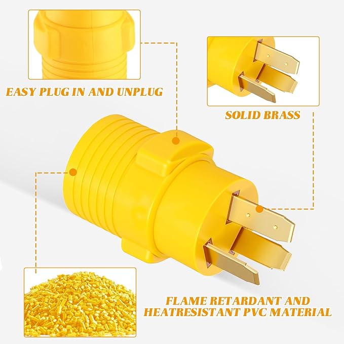 Kanayu NEMA 10-50P to L14-30R 30 Amp Dryer Adapter, 3 Prong Old Dryer Outlet to 3 Prong Locking Welder Plug Adapter Oven Stove Generator EV Charger