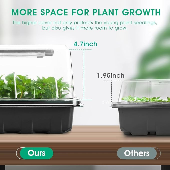 Seed Starter Tray with Grow Light, 192-Cell Seed Starter Kit, Seedling Starter Trays with Humidity Domes, Automatic Timer, Adjustable Light Indoor Gardening Plant Germination Trays