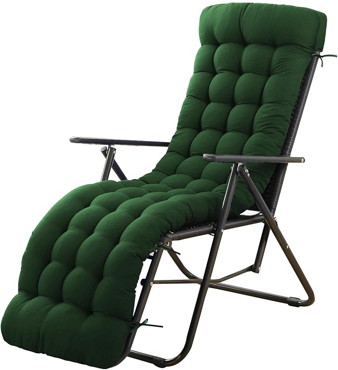 Patio Lounge Chair Cushion, Waterproof Zero Gravity Chair Cushions with Ties, 66x21x4 Inches Chaise Lounge Chair Cushion for Outdoor Indoor Furniture, Green (Only Cushion)