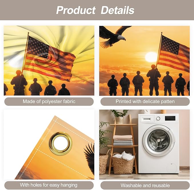 7 * 16FT Eagle flag Military Memorial Day Garage Door Cover Decorations Independence Day Garage Door Banner for Outdoor Indoor Patriot Party Photography Backdrop