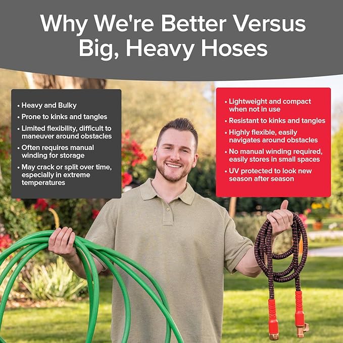 Pocket Hose Ballistic 100 FT Expandable Garden Hose w/Pocket Pivot Swivel Connector, Anti-Burst Sleeve Reinforced with Bulletproof Fiber, Lightweight, No-Kink, Compact, UV-Protected, AS SEEN ON TV