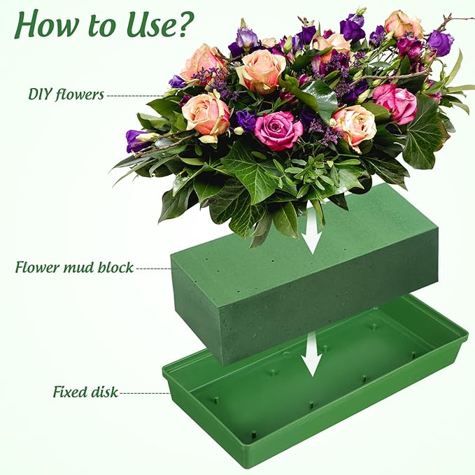 VILLCASE 10Pcs Floral Foam Trays for Flower Arrangements 10.62 X 5.11 Inch Plastic Floral Mud Plates Reusable Wedding Party Centerpiece Supplies