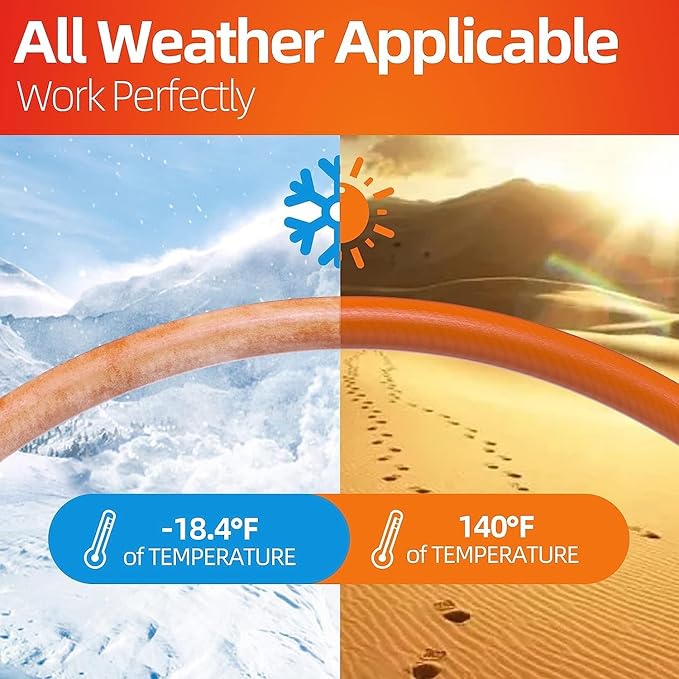 SPECILITE Garden Water Hose 5 ft x 5/8 in, Heavy Duty Leader Pipe Extension, Flexible, Lightweight Kink-less,Hybrid Rubber, with 3/4" Brass Fittings, Orange
