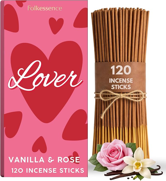 Folkulture Incense Sticks (120 Sticks)| Vanilla & Rose Premium Insence-Sticks for Aromatherapy, for Women, Her |No Charcoal,Non Toxic, 45 Mins, Long Burning Inscents-Sticks