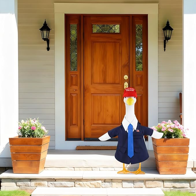 3 Pcs Porch Goose Outfits, for 23-28 Inch Porch Goose,Patriotic Costume for Plastic/Cement Statue for Outdoor Courtyard Garden Terrace Art Decoration (Blue, 23-28IN)