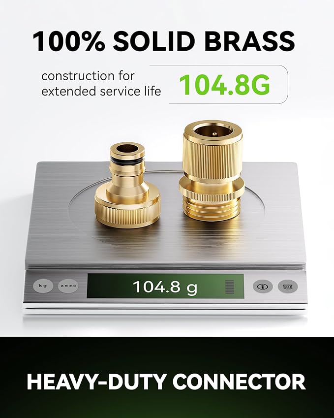 RainPoint Garden Hose Quick Connectors, Heavy Duty Solid Brass 3/4 Inch GHT, Universal Leak-Proof Fittings for Easy Water Hose Connection (4 Sets)