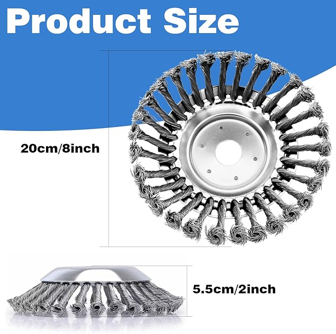 8 Inch Unbreakable Wired Trimmer Blade for Weed Eater, Steel Wire Rotary Brush Cutter Trimmer Head, Weed Eater Head for Moss Grass Rust Removal, Paving Stone, Pavement Joints or Driveway