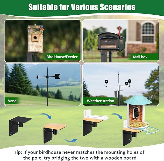 Bird Feeder Pole, 105" Heavy Duty Adjustable Feeder Stand with 5-Pronged Base for Birdhouse Mounting, Weather Station, Outdoor, Yard, Garden