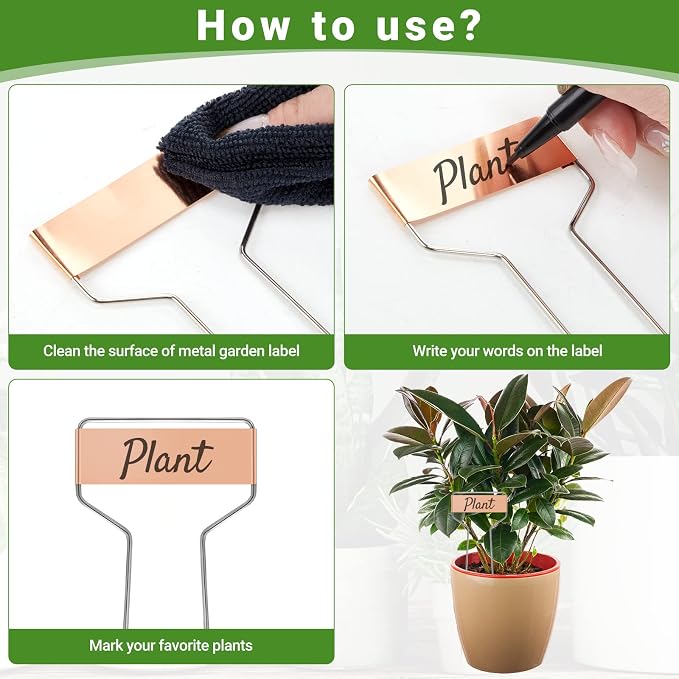 80 Pcs 10" High Plant Labels, Include 40 Copper Metal Plant Tags and 40 Weatherproof Garden Aluminum Markers Bulk with Marker Pen Reusable Seedling Sign Nursery Tag for Outdoor Herb Vegetable Flower