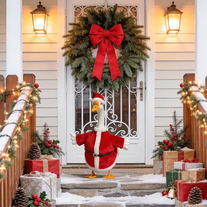 7 set Holiday Porch Goose Outfits for 23 Inch Lawn Goose, 250th Anniversary 4th of July Patriotic Clothing, Valentine Easter St Patrick Fall Halloween Christmas Year Round Yard Patio Decor(23inch)