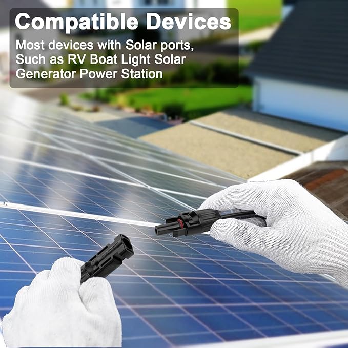 iGreely Solar Panel Extension Cable with Solar Female and Male Connector Solar Panel Adapter (30FT Red + 30FT Black)