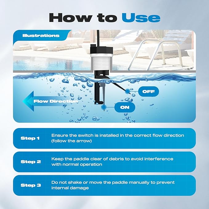 Malicetel Flow Switch GLX-FLO-RP for Hayward Goldline Aquarite Salt System Pool Flow Sensor Suitable Hayward Salt Cell and Chlorine Generator with Tee and 15ft Cable