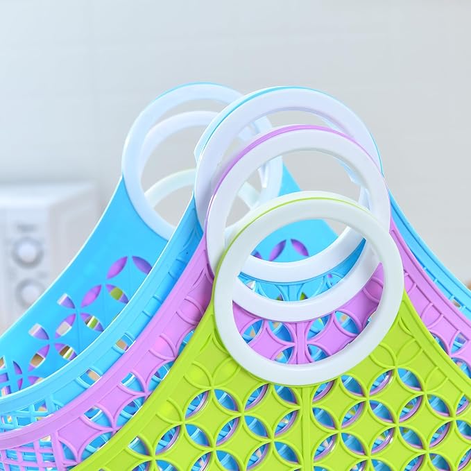 Fox Run Purple Cleaning Caddy, Laundry and Produce Basket with Built-In Handles, 6" x 14" x 18"