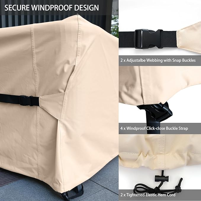 Patio Furniture Set Covers Waterproof Patio Conversation Sets Cover Outdoor Sectional Sofa Couch Cover Outside Dining Set Table and chairs Covers Heavy Duty 600D 108" L x 82" W x 28" H Beige
