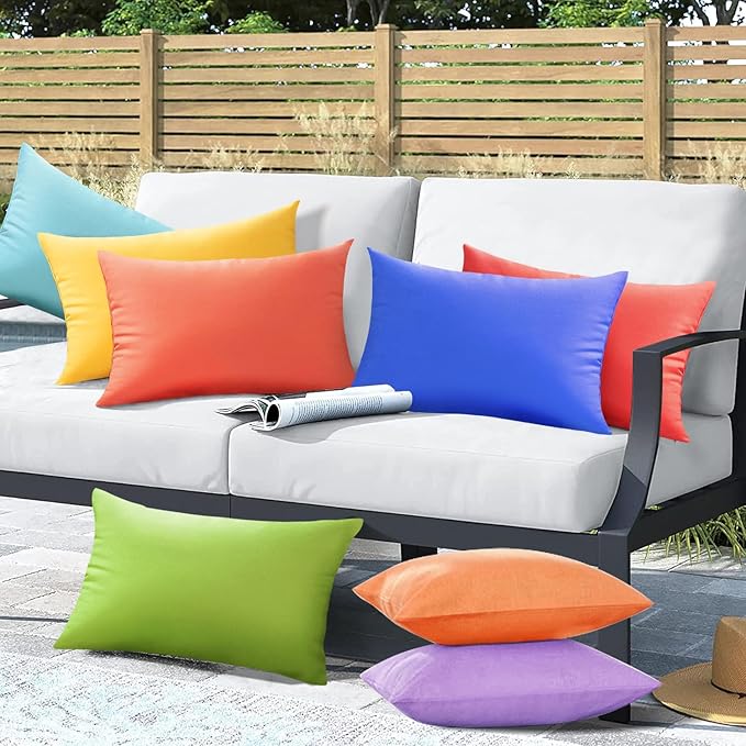 VAKADO VAKADO12x20Fall Outdoor Lumbar Waterproof Throw Pillow Covers Set of 2 Decorative Pumpkin Patio Furniture Sunbrella Cushion Cases Outside Decor for Couch Garden Bench Porch