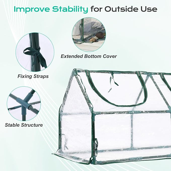 BPS 6x3x3 ft Mini Greenhouse with Transparent PVC Cover UV-Protected Roll-Up Zipper Windows, Ideal for Indoor or Outdoor Use on Raised Garden Beds