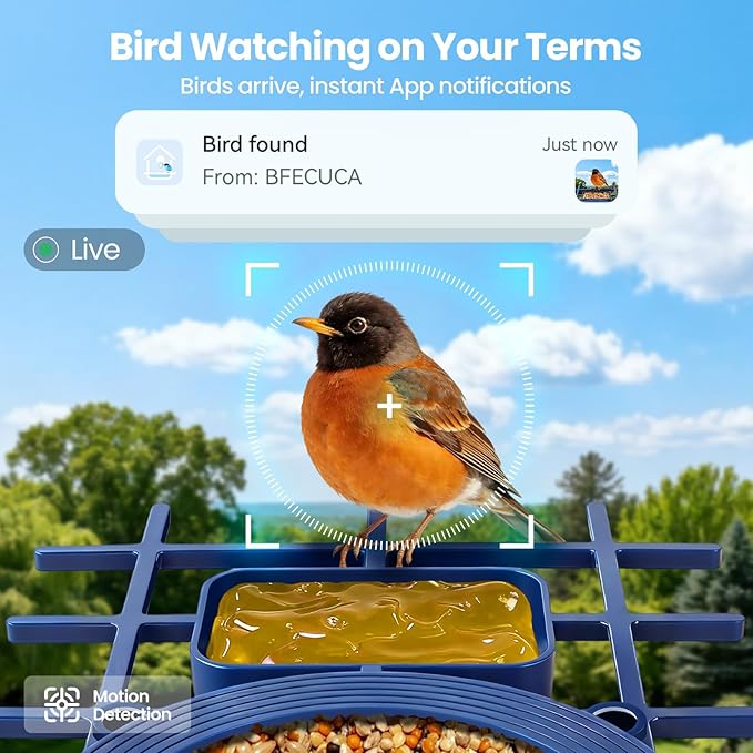 Smart Bird Feeder with Camera : 2K HD Video Live Stream, AI Birds Species Identification ＆ Instant Arrival Alerts, Solar Bird Feeder Camera for Outdoor Backyard - Ideal Gifts for Mom Dad Birdlovers