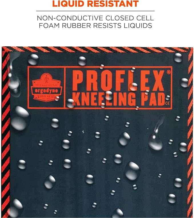 Ergodyne ProFlex 385 Kneeling Pad, Foam Knee Cushion, Water Resistant Kneeling Mat, 16" x 28" x 1",Black,Large
