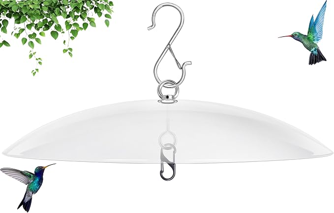 13" Bird Feeder Rain Guard, Hummingbird Feeder Shade Dome Cover, Hanging Baffle for Bird Feeder Pole,Smart Birds Feeder's Umbrella(Translucent), 1 Pack