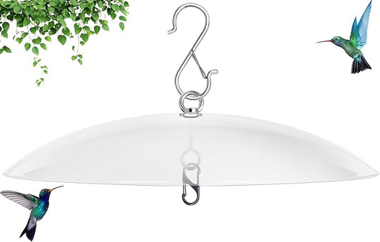 13" Bird Feeder Rain Guard, Hummingbird Feeder Shade Dome Cover, Hanging Baffle for Bird Feeder Pole,Smart Birds Feeder's Umbrella(Translucent), 1 Pack