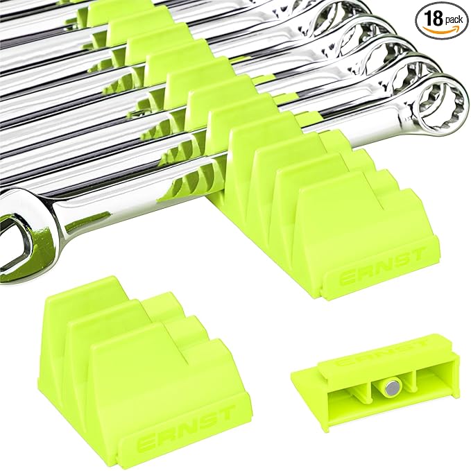 Ernst Manufacturing Wrench Pro - Modular Wrench Organizer for 40 Tools with Magnetic Base (Hi-Viz) - Made in the USA