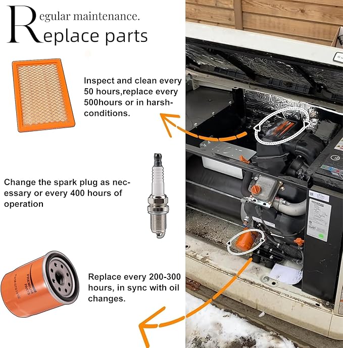 0E9371AS Air Filter Maintenance Kit -Compatible with (2013 +) Generator V-Twin/8kW/11kW Evolution Series - Generator Oil Change Replacement Parts Maintenance Service Filter Kit