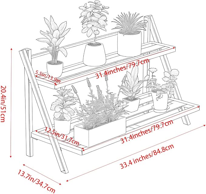 Deluxe 2-Tier Aluminum Plant Stand Indoor/Outdoor, Weather-Resistant Flower Pot Rack, Stylish & Lightweight Plant Stands for Garden, Balcony & Living Room