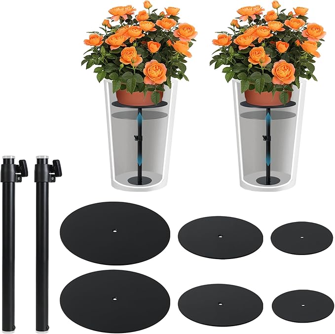 Plant Risers for Inside Pots, Metal Planter Inserts Pot Filler, 11-20" Rise | 6" 8" 10" Top Base, Set of 2, Adjustable Plant Lift Inserts for Large Pots, Pot Risers for Indoor Outdoor Tall Taper Planters