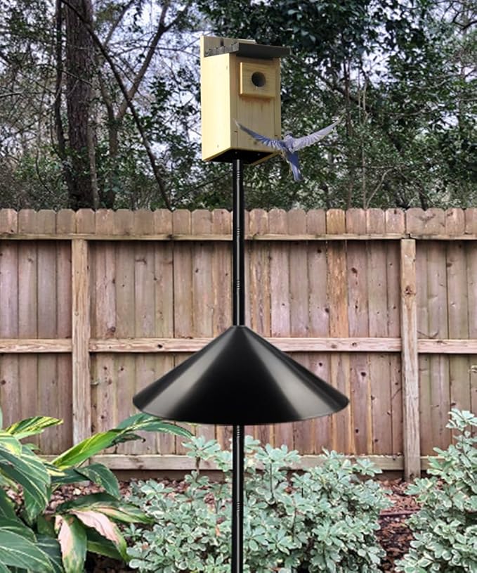Garbuildman 105 Inch Bird Feeder Pole Kit, Heavy Duty Bird House Pole Set with 5-Forked Base, Adjustable Universal Mounting Post Kit for Outdoors, Matte Black, 1 Pack