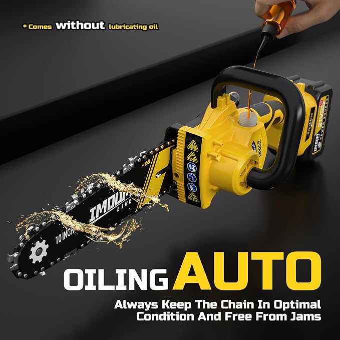 10-Inch Pole Saws for Tree Trimming, 1000W Brushless Mini Chainsaw with 14.6FT Max Reach, 3.0Ah Battery Powered Tree Trimmer Electric Pole Saw, Tool-Free Chain Tension, Auto Oiler, 180°Pivoting Head
