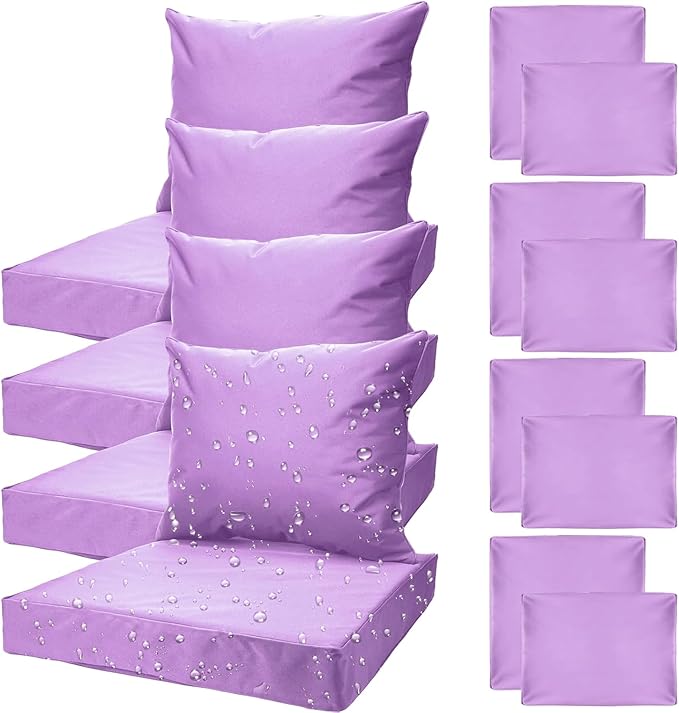 All Smiles Patio Furniture Replacement Chair Cushion Covers Set of 4 for Waterproof Resistant Outdoor Deep Set Cushion Covers for Seat Yard Garden Deck，24 x 20 Inch, 24 x 24 x 4 Inch，Purple