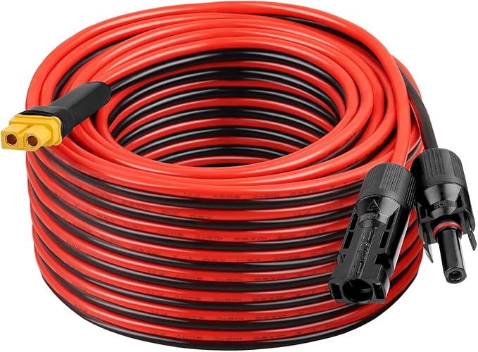 XRDS -RF Solar Connector to XT60 Cable 50FT, 10AWG Solar to XT60 Female Extension Cable, 600V Rated Power Cable for Solar Panels, Batteries, Power Stations – Heavy-Duty High Current Transfer