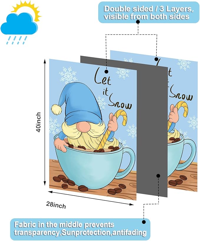 Set of 10 Gnome Seasonal Garden Flags,Double Sided 28 x 40 Inch Yard Flags,Large House Flags for outside, Christmas Spring Seasonal Flag for Outdoor,Holiday Garden Flags for All Seasons