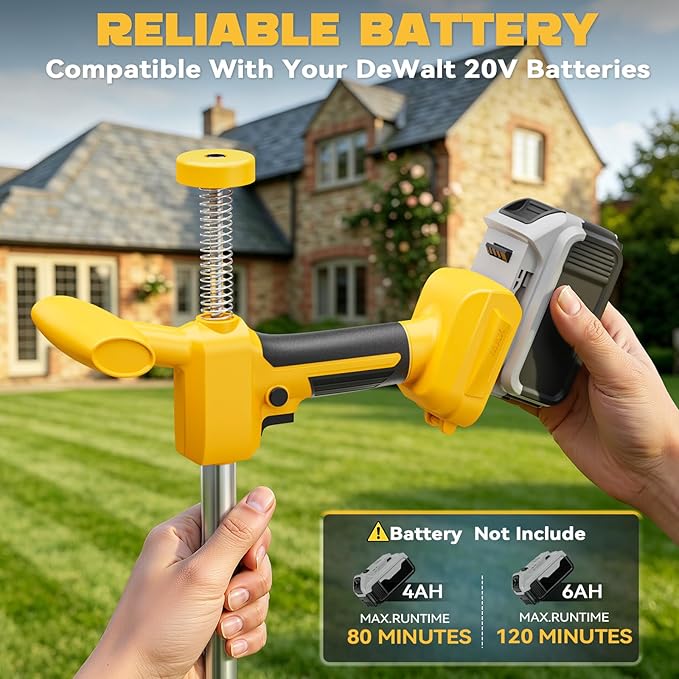 Ecarke Brushless Electric Weed Puller, Compatible with DeWalt 20V Battery, 40" Long Handle Stand Up Weeder with Spring Eject & 3-Claw Steel Head, Dandelion Lawn Garden Tool (Tool Only)